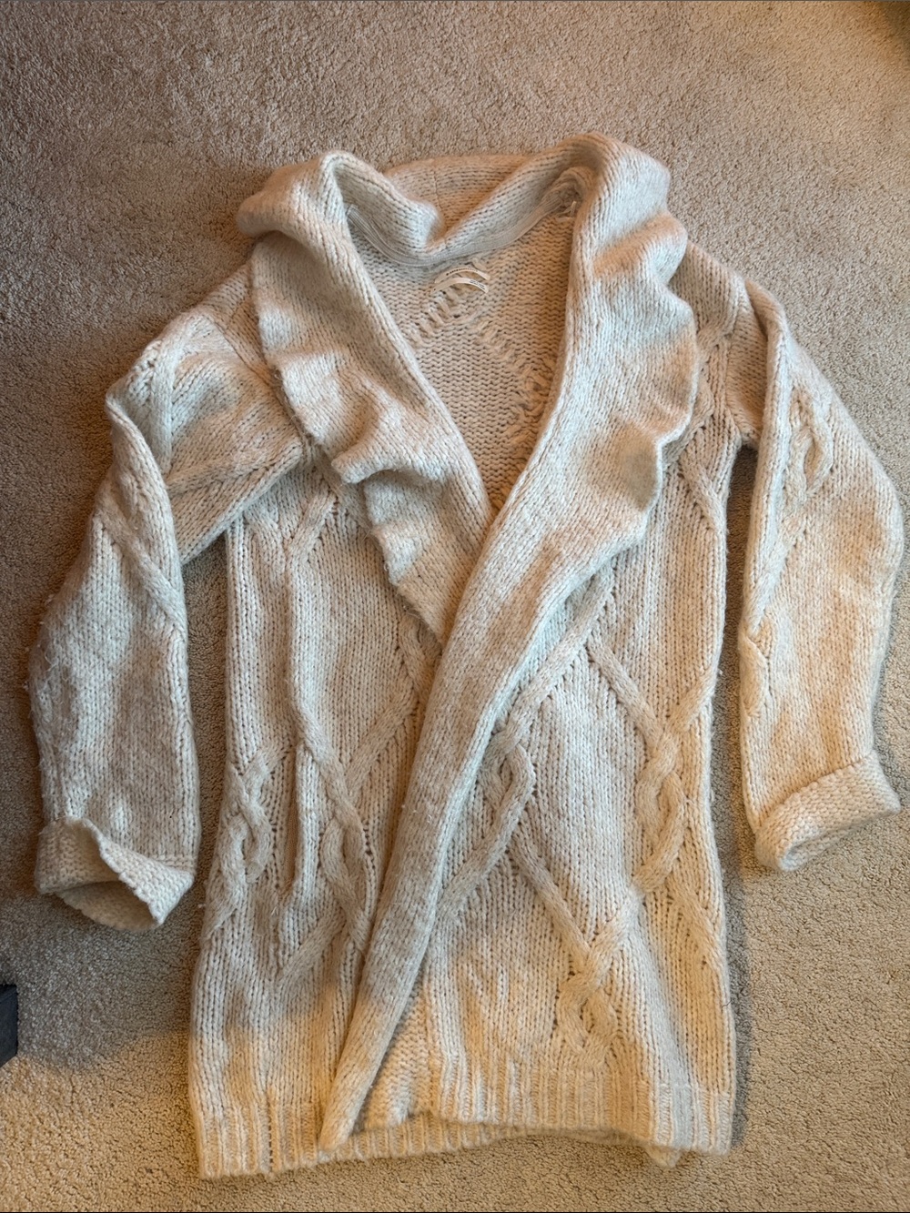 Cozy Cream by Anthropologie Open-Front Cable Knit Women's Cardigan - Picture 7 of 8